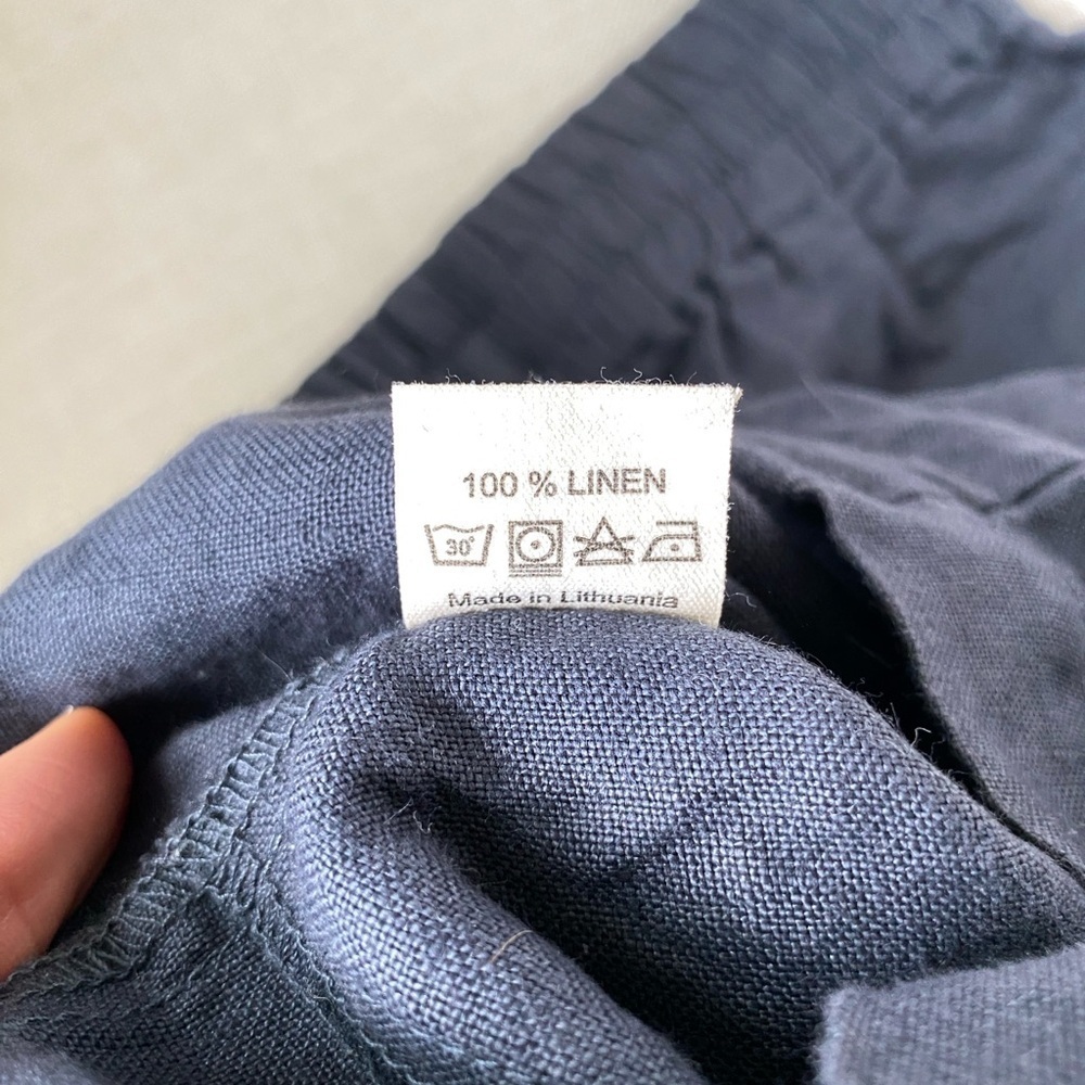 notPERFECTLINEN Dark Gray Blue 6” High Rise Linen Shorts - Picture 6 of 12